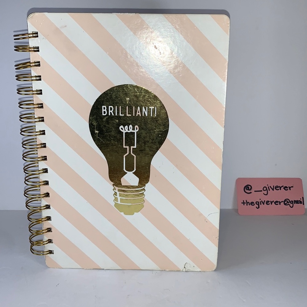Brilliant Pink & Gold Striped Spiral Notebook
